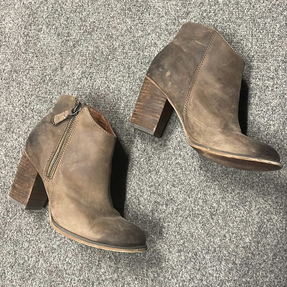 Brown leather booties